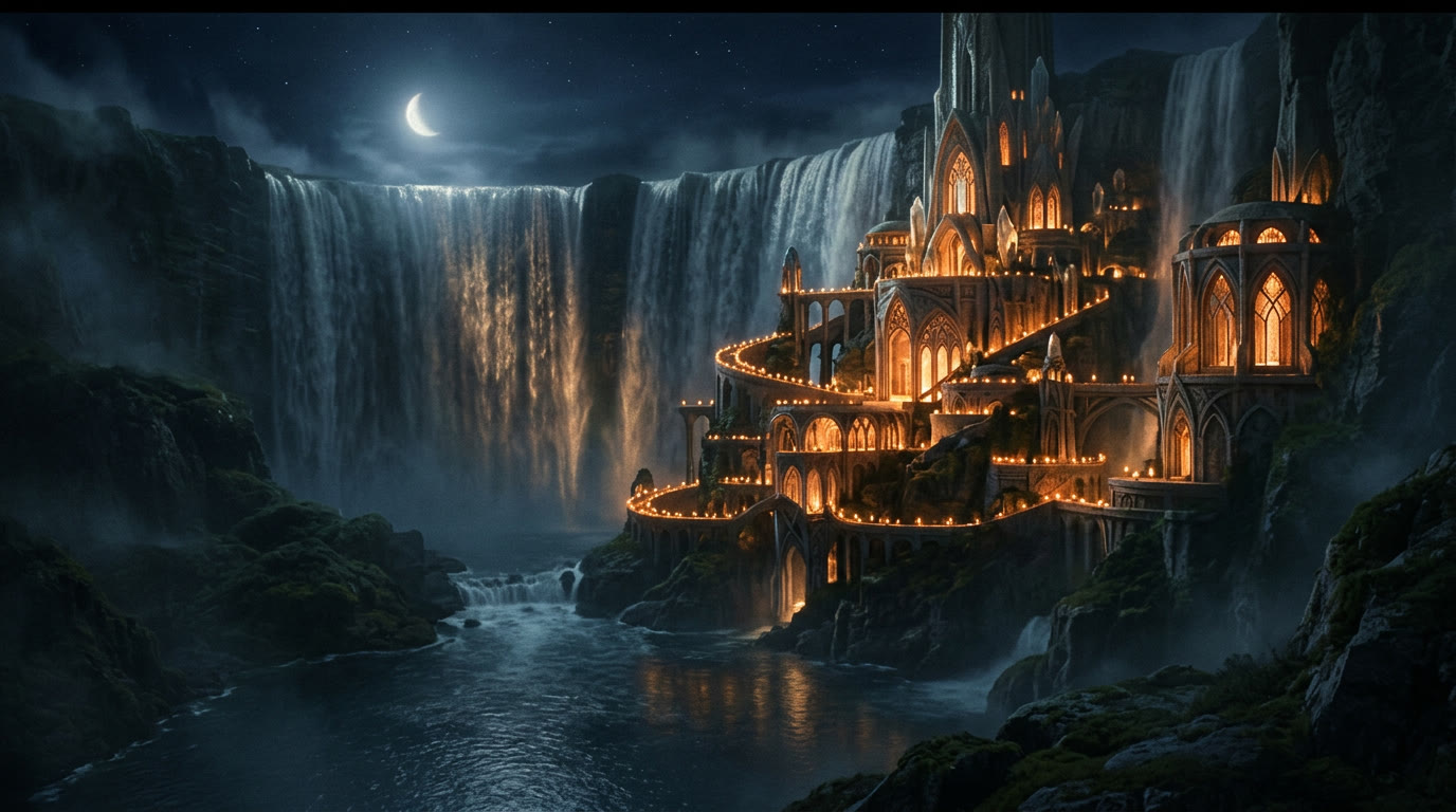 A vast ancient city built into a cliffside, generated in Maniac